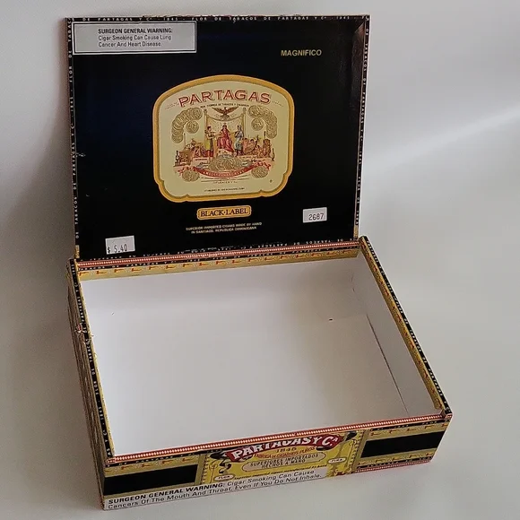 Partagas Black Label Wooden Cigar Box Empty Craft Box - Picture 3 of 6